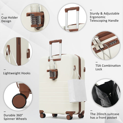 4-Piece Luggage Set With USB Charging Ports 20in Carry-On Front-Openin ...